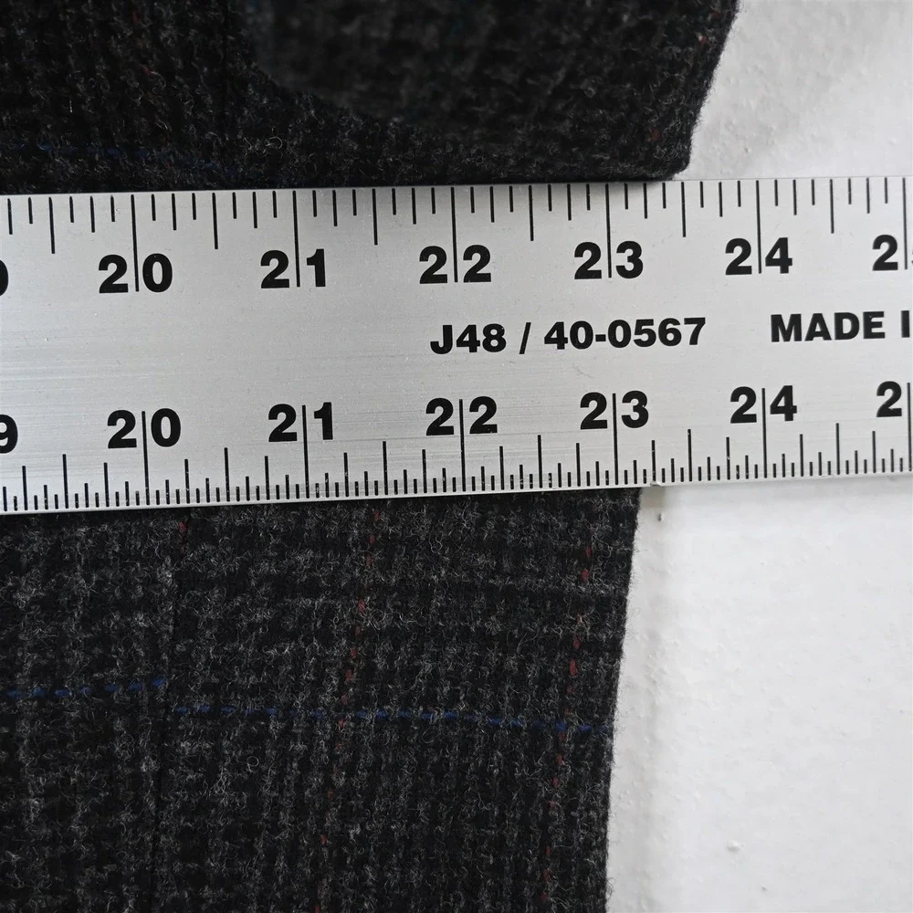 Vtg USA Made 44S Gray Check 100% Wool Tweed Mens Blazer Suit‎ Jacket Sport Coat